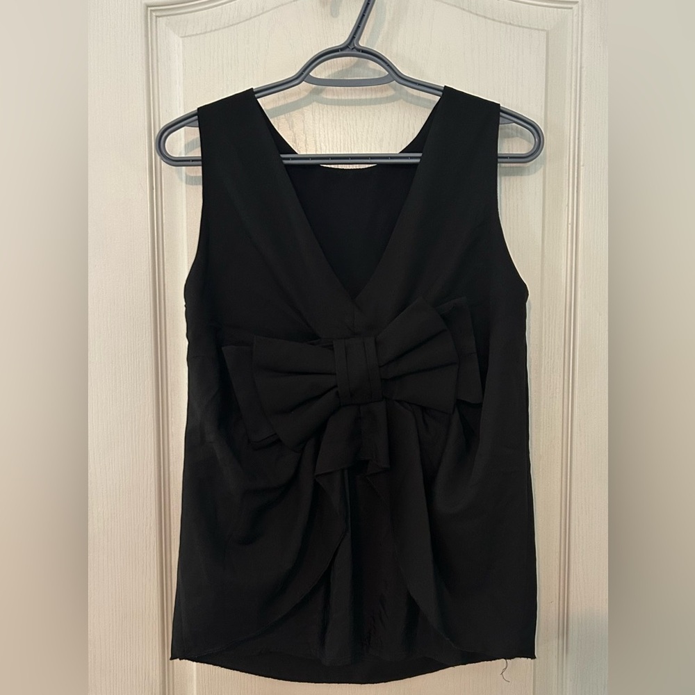 Chin Studio Black Sleeveless Top with Bow